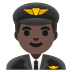 👨🏿‍✈️ man pilot: dark skin tone display on Google